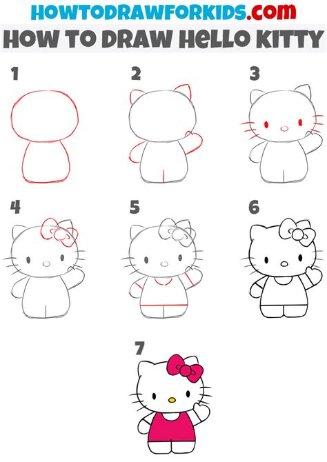 hello kitty easy to draw|How To Draw Hello Kitty (New Lesson With Color) .